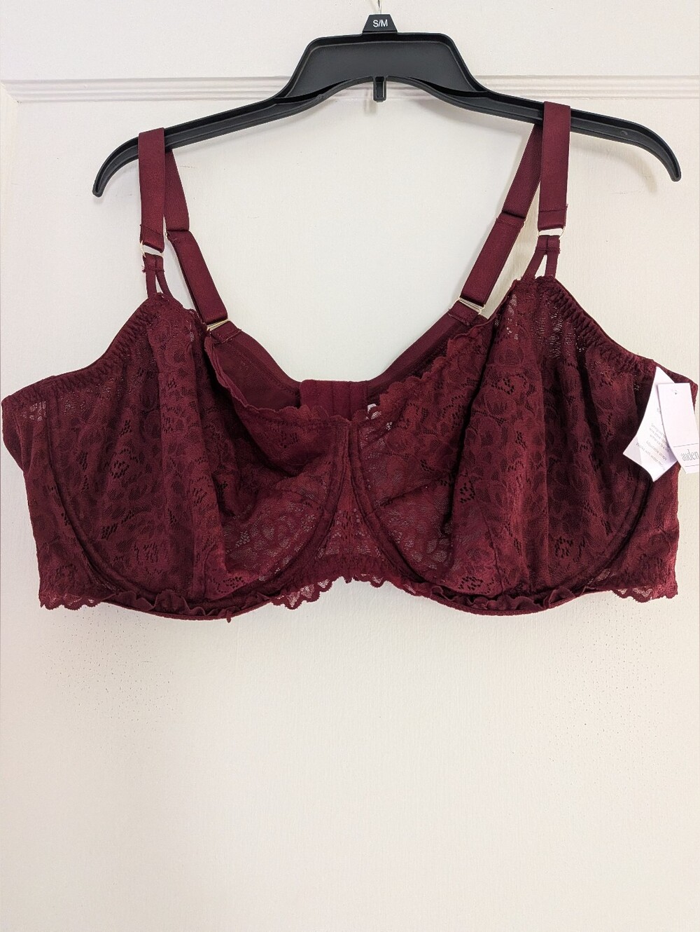 Women's Auden Lace Underwire Bra With Adjustable Straps 46DD Burgundy New